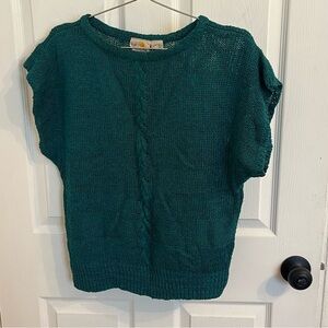 Liz Claiborne Deep Teal Silk Blend Short Sleeve Sweater